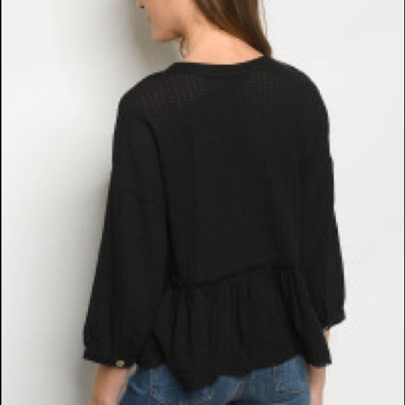 Black Button Top - Picture 2 of 2